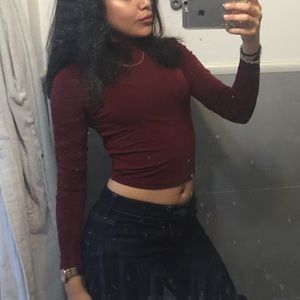 Maroon Turtleneck crop top